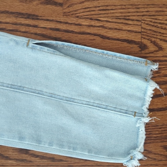 Egreis Rare Slimming Jeans Light Blue Denim Panel High Waist Ankle Slit W25 L32 - Picture 3 of 10